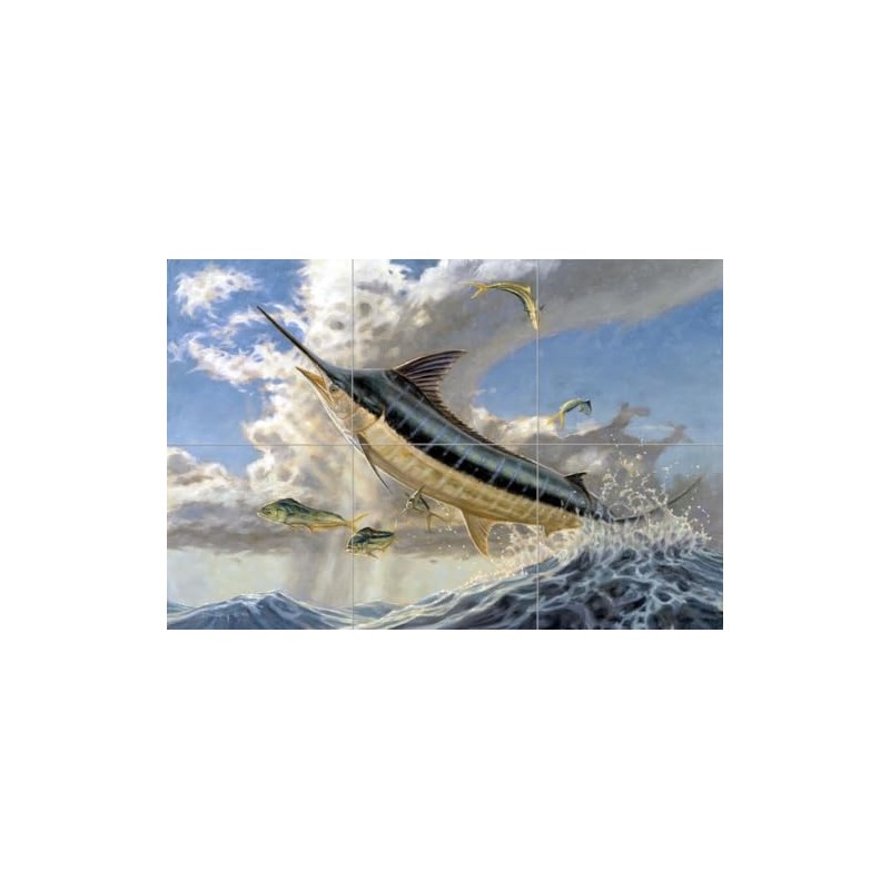 Ceramic Backsplash Tile Mural Fishing Saltwater Fish Underwater Ocean Sea