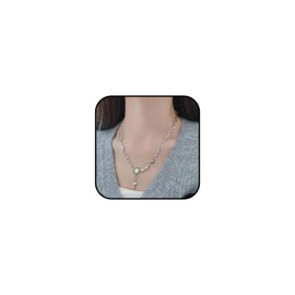 Vurotry Star Moonstone Necklace for Women Y2k Star Pendant Necklace Trendy Grunge Punk Chunky Layered Gemstone Chain Paper Clip Necklace Exquisite Moonstone Jewelry Accessories, Large, Metal, No