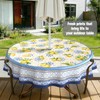 owbgsdh Outdoor Tablecloth with Umbrella Hole and Zipper, Lemon Waterproof