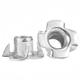 M3 Carbon Zinc Plated Steel 4 Pronged Tee Nut T Nut, Speaker Nut T-nut Blind Pronged Tee Nut for Table Legs Rock Climbing Wall Woodwork, 80Pcs