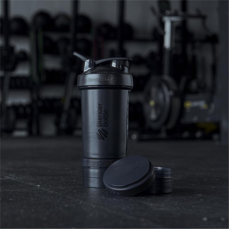 BlenderBottle Shaker Bottle with Pill Organizer and Storage for Protein