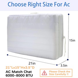 Indoor Air Conditioner Cover, 2014 Upgraded Window AC Cover for Inside, Double-Layer Insulation with Elastic Band, Windproof Window Air Conditioner Cover for Winter Bedroom Living Room (21"x15"x3.5")