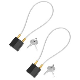 QWORK Motorcycle Helmet Lock, 2 Pack Keyed Alike Key Lock & Cable Universal Motorcycle Bike Helmet Luggage Security
