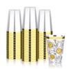 BESTVIP 12oz Gold Plastic Cups, 100 Pack Gold Rimmed Disposable