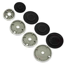 SPARES2GO (Non Universal) Gas Burner Crown and Flame Cap Kit compatible with Flavel Hob Oven Cookers (Small, 2 Medium, Large)