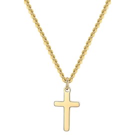 XOYOYZU Cross Necklace for Women 14K Gold Filled Stainless Steel Small Cross Pendant with Cuban Chain Simple Faith Jewelry for Men Women 14-22 Inches Gold 16inch