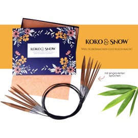 KOKO & SNOW Circular Knitting Needle Set, Bamboo with Inspirational Sayings, Set of 6 (Without Sayings)