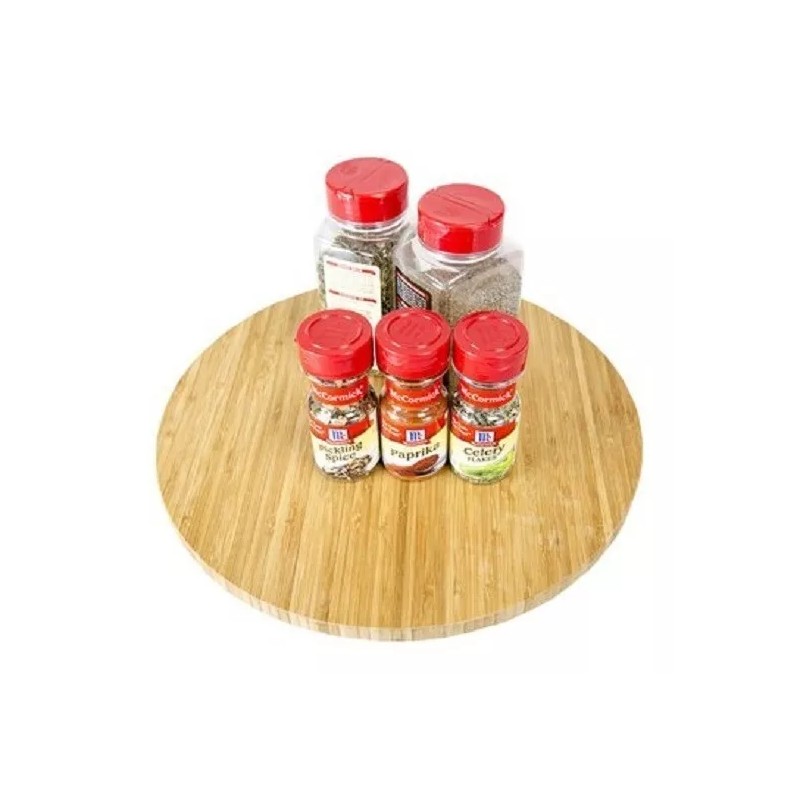 Home Charola Giratoria Lazy Susan De Bamboo Bambu Mesa 44.5cm