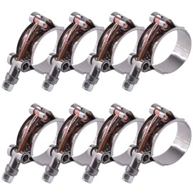 Glarks 8 Pieces 38-43 mm Stainless Steel T-Bolt Hose Clamps Turbo Intake Hose Soft Hose Intercooler Clamps