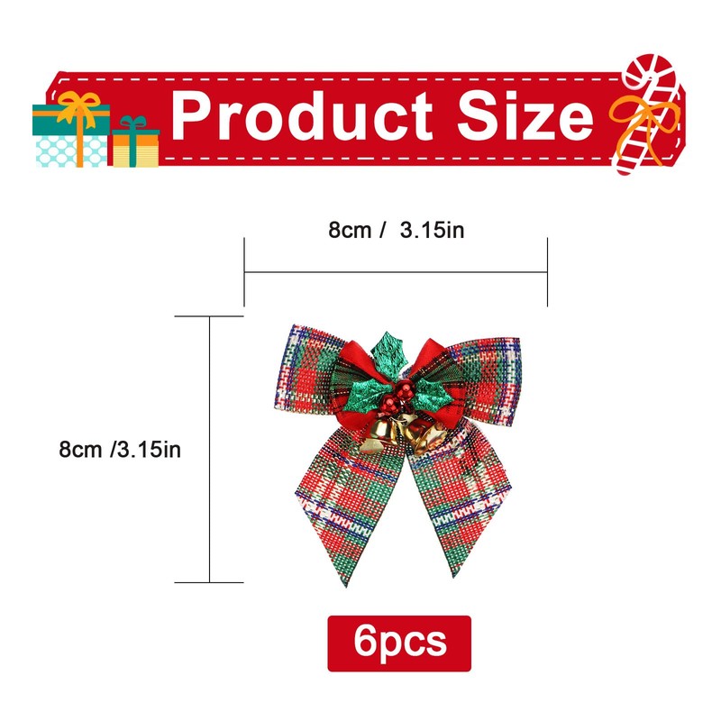 Skystuff Christmas Bow Red Decorations for Tree, Christmas Tree Bow