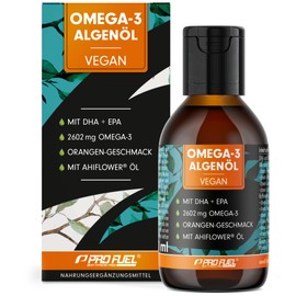 Omega-3 Algae Oil 100 ml - High Dose with 2297 mg Algae Oil, of which 754 mg DHA & 418 mg EPA - Vegan Omega-3 Oil with Pleasant Orange Flavour - Laboratory Tested with Certificate - Supply for 40 Days