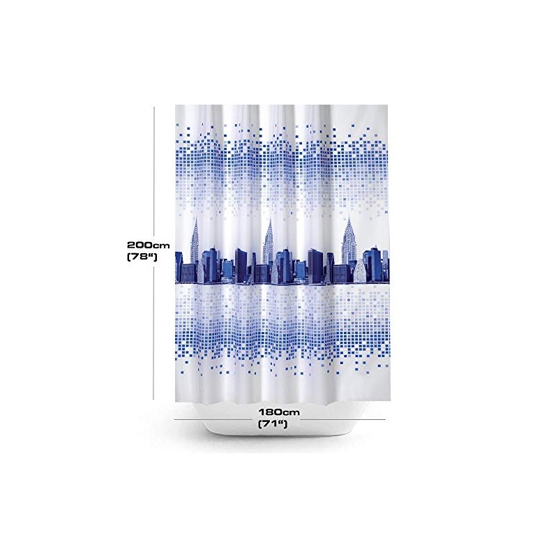 Beytug Funky Fabric Shower Curtain Extra Long With City Skyline