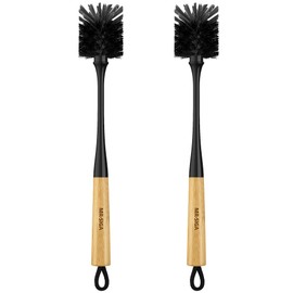 MR.SIGA Water Bottle Brush, Long Handle Bottle Brush for Water Glasses, Baby Bottles, Sports Bottles Cleaning, Black, 2 Pack