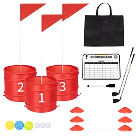 3 Holes-Outdoor Backyard Golf Game Set,Outdoor Yard Golf Chipping Game with 2 Clubs,Ball and Flag,Fun for All Crowd, Perfect for Beach,Park,Lawn and Camping
