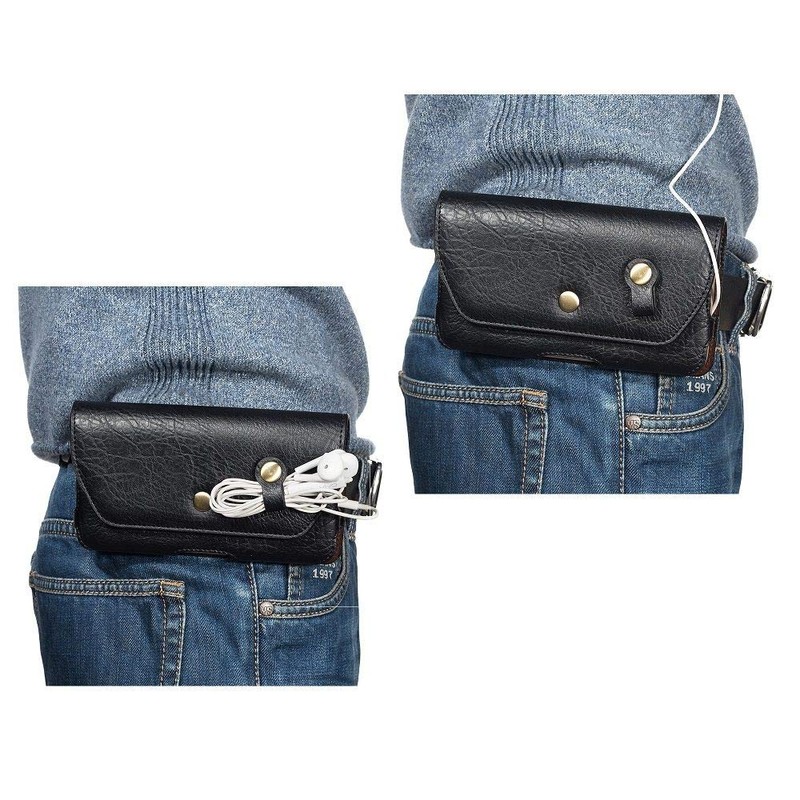 DFVmobile Case Horizontal Leather Belt Clip with Earphone Holder for