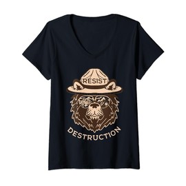 Womens Bear Resist Destruction V-Neck T-Shirt