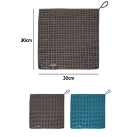 HAPPOW Set of 4 Barista Cloth, Waffle Cloth, Brown/Blue, Microfibre Cloths Set, Extremely Absorbent & Durable, Barista Accessories & Dish Cloths that Do Not Lint & Discolour (30 x 30 cm)