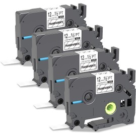 4 x Compatible Label Tape Replacement for Brother PTouch Tapes Tz Tape 12 mm 0.47 Clear Laminated TZe-131 TZe131 Label Tape for PT-D400 H105 1010 1000 1280 Brother Labelling Device