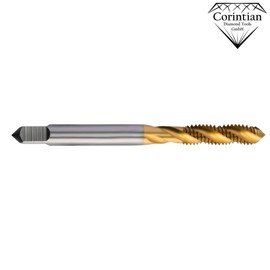 Corintian HSS TiN Spiral Tap - Form C, RSP 35°, Diameter M2-M24, Machine Tap with TiN Coating for Blind Hole and Internal Thread