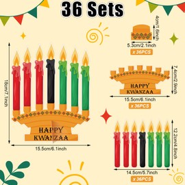 Motipuns 36 Pcs Kinara Craft Kits Make Your Own Kwanzaa Candles Craft Art Project DIY Happy Kwanzaa African Heritage Holiday Party Favors Decor for Family School Activity Party Supplies