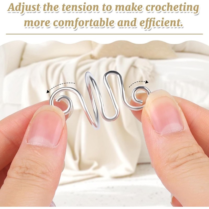 10 Crochet Hooks, Adjustable Crochet Guide Rings for Finger Knitting,
