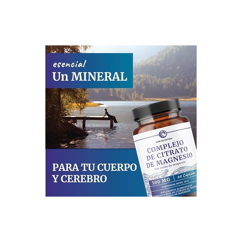 Nobi Nutrition Citrato de Magnesio 500 mg, 60 Cápsulas Complejo