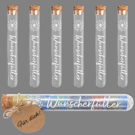 BOFUNX 6pcs Wish Filler Money Gift Transparent Test Tubes with Corks and 6pcs Wish Filler Dandelion Pattern Pendant for Christening Birthday Confirmation Communion, Youth Consecration Wedding