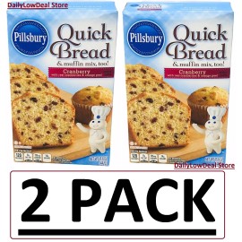 Pillsbury 2 PACK - Pillsbury Cranberry Quick Bread & Muffin Mix 15.6 oz (Total 31.2 oz)