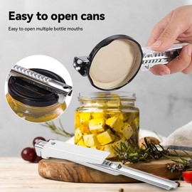 Effortless Arthritis Jar Opener,Non-Slip Bottle Opener,Can Opener Manual Lid Opener, Multifunctional Lid Opener for Weak Hands Seniors (White)