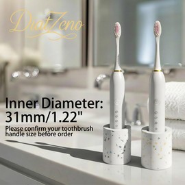 DiatZeno Single Toothbrush Holders for Bathrooms - Diatomite Quick-Dry Organizer, Minimalist Electric Toothbrush Holder for Countertop, Shower & Travel Storage