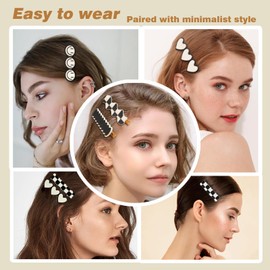 16 Pieces Women's Hair Clips, Black & White Plaid Cute Hair Clips, Simple Geometric Duckbill Clips, No Bend Korean Styling Minimalist Hair Accessories, Women's Gifts