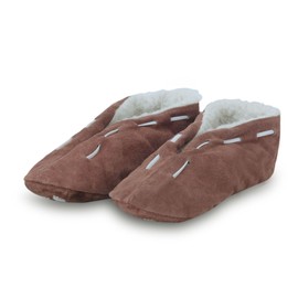 Sonia Originelli Schluffi Suede Slippers with Warm Cuddly Fur and Non-Slip Sole, brown