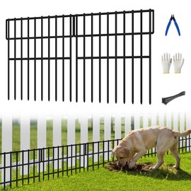 ULIOK 14 Panels Garden Fence Animal Barrier, Animal Barrier Fences No Dig Fence, 19.83ft(L) x 13in(H) Dog Fencing Rabbit Fences, 1.5in Spike Spacing Rustproof Metal Fences Border for Outdoor Yard
