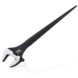 LEONTOOL Adjustable Wrench 8" Black Oxide Construction Wrench with SAE and Metric Scale Marked for up to 30mm Nuts and Bolts, Alignment Holes and