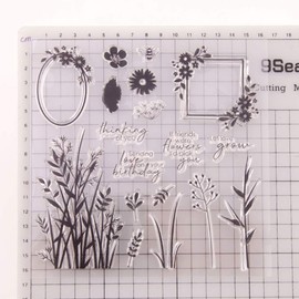 DIY Flowers Leaves Dandelion Frame Window Let Love Grow Birthday Sentiment Clear Stamps for Card Making Decoration and DIY Scrapbooking