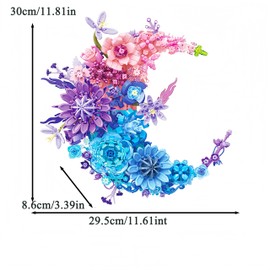 SOLEILHOME Moon Flower Brick Building Set for Adults - 977pcs Creative Wall Art Block Kit, and Botanical Floral Displays for Home Decor or Wedding Centerpieces (Pink)