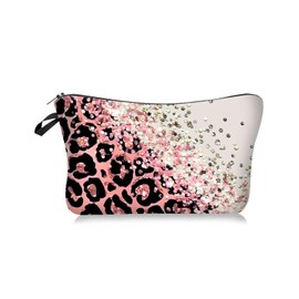 TPZORJX 1 Stück Kosmetiktasche mit Leopardenmuster- großes Fassungsvermögen, Canvas-Make-up-Taschen, Damen-Handtaschen, de Geldbörsen, Reisen, Kulturbeutel, Zubehör(Rosa)