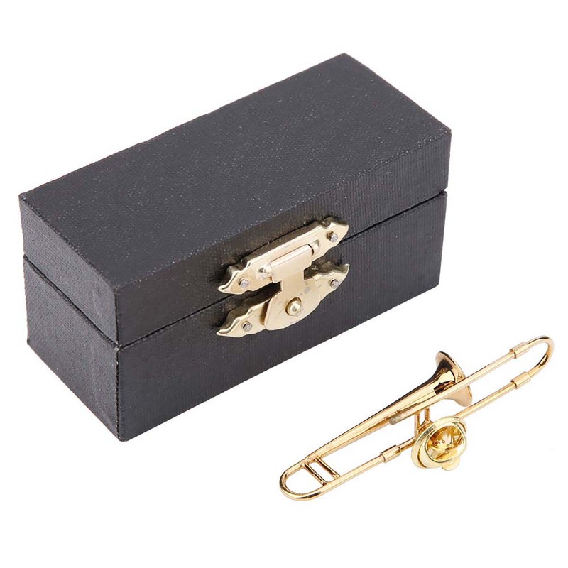 Mini Unique Gold Plating Musical Instrument Brooch Gift Decoration with