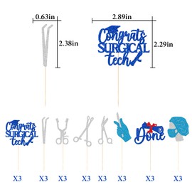 Surgical Tech Graduation Cupcake Toppers, Surgical Doctor Graduation Party Decoration, Congrats Surgical Tech, Surgeon Nurse Graduation Decor, 24Pcs Surgical Tech Graduation Decor, Pre-assembled