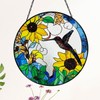 Hummingbird and Sunflowers Stained Glass Suncatcher/Window Hanging – Handcrafted Glass