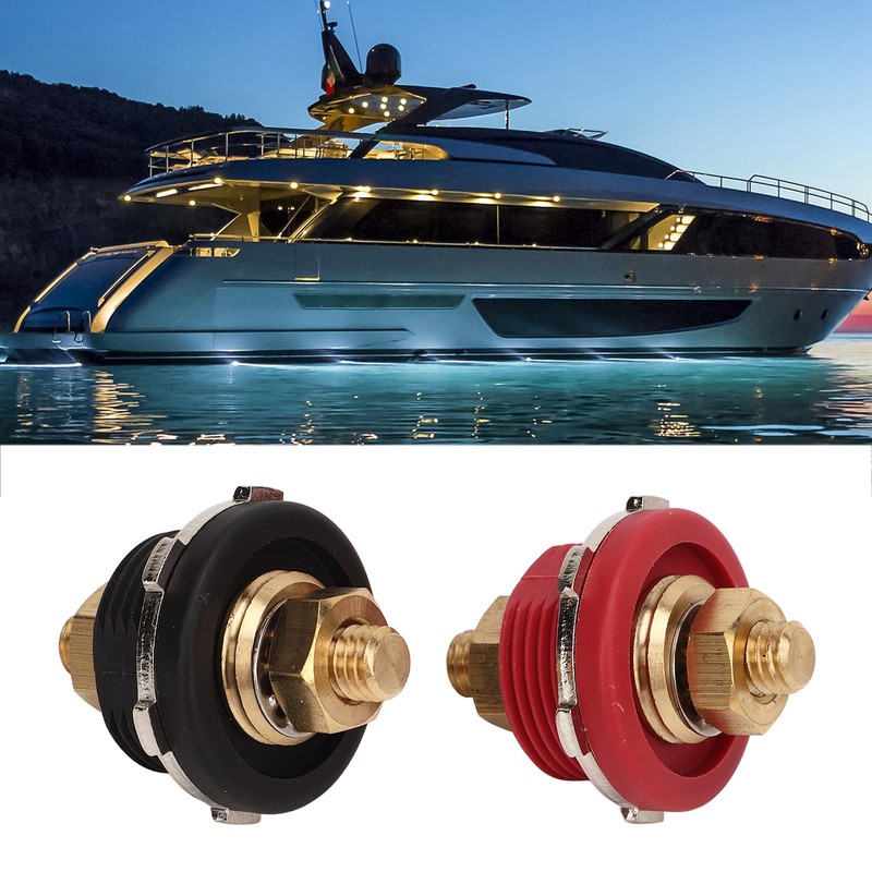 2PCS 3/8in Thru Panel Battery Terminal 250A Black Red Universal