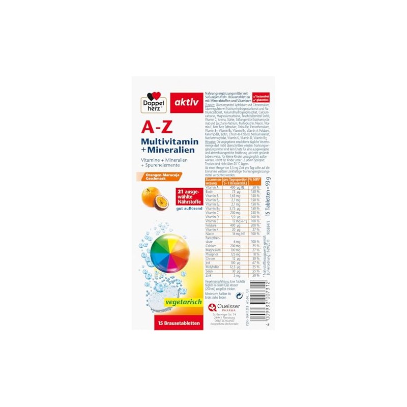 Doppelherz A-Z Multivitamin + Minerals - 21 Selected Nutrients to