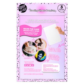 paper2eat Frosting Sheets Premium 8.5“ x 11“ - 3 Count - White Edible Icing Sheets - Kosher Certified