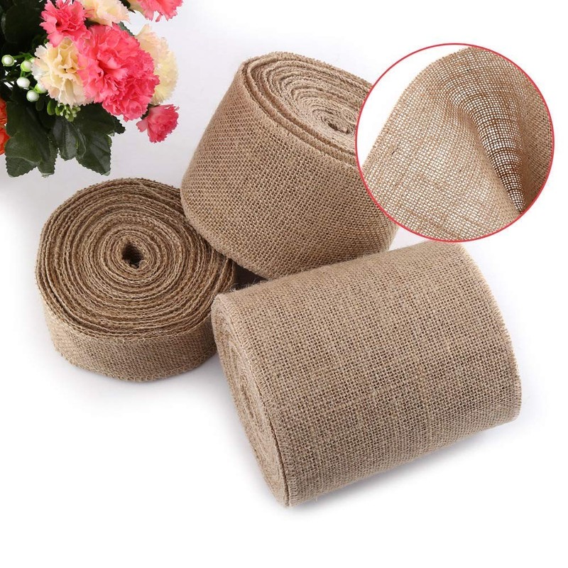 Burlap Ribbon, 10M Woven Rustic Hessian Jute Burlap Fabric Ribbon