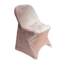 YOUR CHAIR COVERS - Velvet Spandex Folding Chair Cover - Blush, Stretch Fitted Folding Upholstered Chair Seat Cushion Cover, Removable Washable Furniture Protector Slipcovers