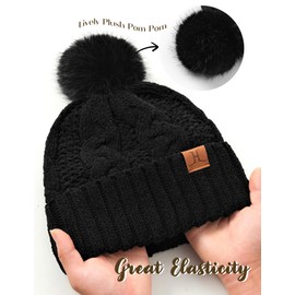 Hat Scarf And Gloves Set For Women, Womens Beanie Hats Thermal Touchscreen Gloves Scarf Scarves, Winter Accessories Sets (Black)