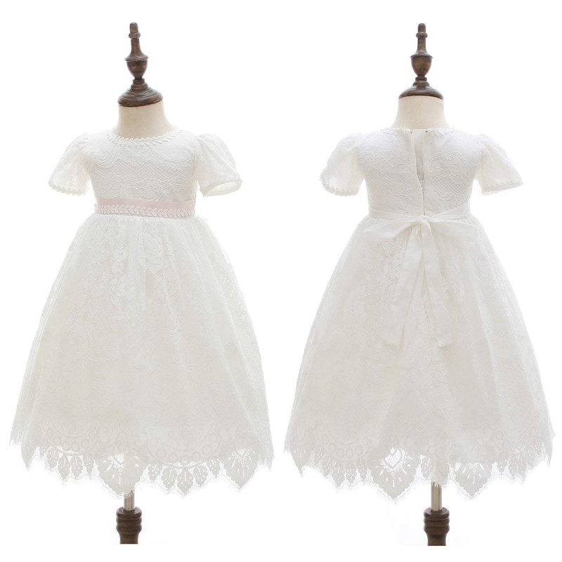 Meiqiduo - Vestido de encaje para bebé y niña, vestido