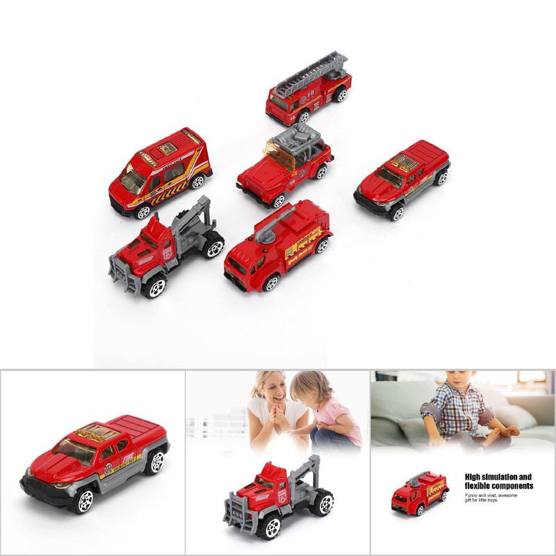 6Pcs/Set 1/64 Mini Fire Rescue Truck Police Car Toy Kids