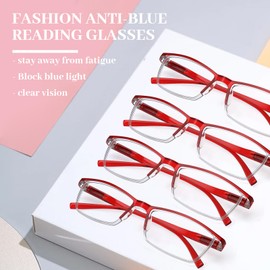 LUFF 4Pcs Anti-Blue-ray Reading Glasses Portable Ultra-Light Readers(0.00X)