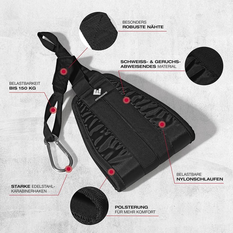 FitEngine Abdominal training loops with carabiner hook, arm loops for